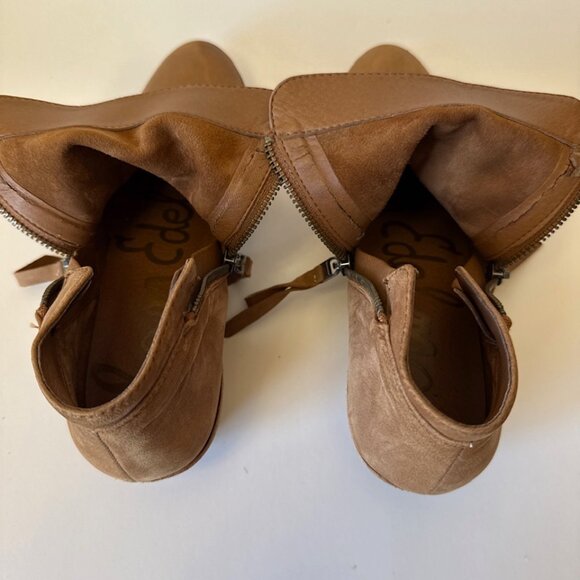 Sam Edelman Packer Ankle Boots Women’s Sz 8.5 Brown Suede Brown Side Zip - Picture 13 of 16